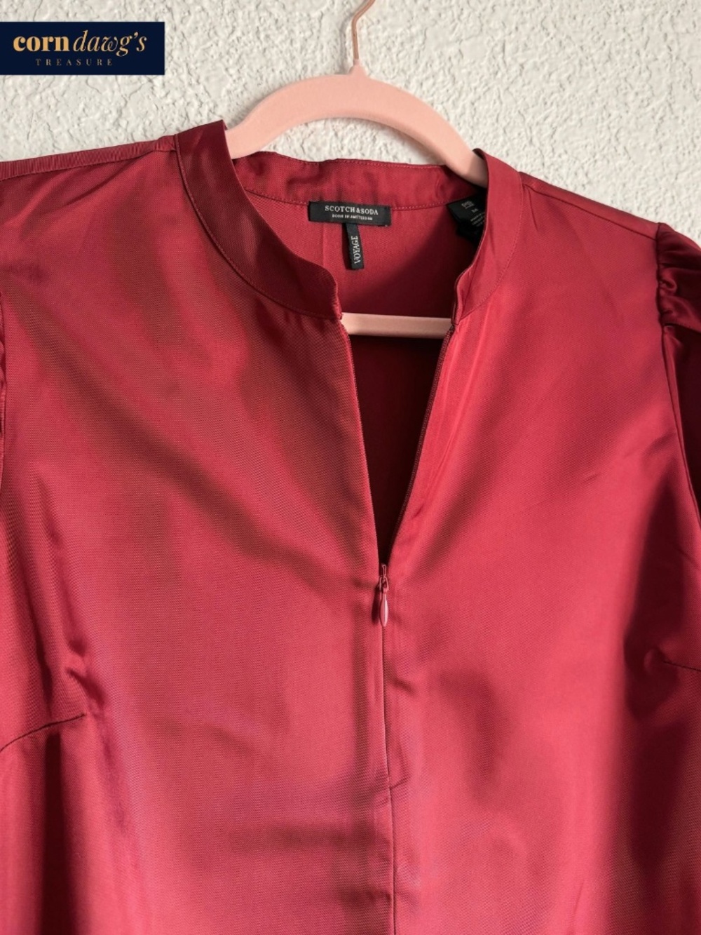 Scotch & Soda Burgundy Satin Midi Dress - Size M - Picture 4 of 10